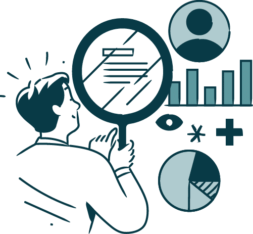 Illustration: Person sucht nach Informationen
